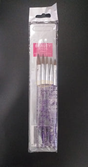 5Pcs Beauty Artists Acrylic Brush Set Clear with Sequins Purple Nail Art Brush