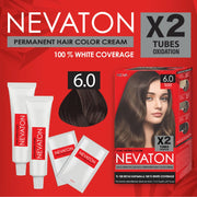 Nevaton Permanent Hair Color Cream Set (2 Tubes+Oxidation) - 6.0 Dark Blonde