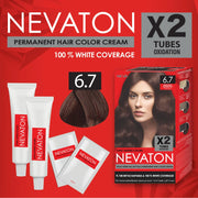 Nevaton Permanent Hair Color Cream Set (2 Tubes+Oxidation) - 6.7 Chocolate Brown