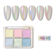 6 Colors Magic Aurora Nail Powder with 3 Applicators | 001 Nail Powder