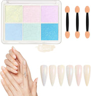 6 Colors Magic Aurora Nail Powder with 3 Applicators | 001 Nail Powder