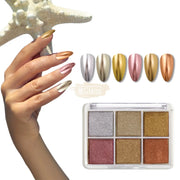 6 Colors Magic Aurora Nail Powder with 3 Applicators | 003 Nail Powder