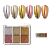 6 Colors Magic Aurora Nail Powder with 3 Applicators | 003 Nail Powder