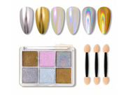 6 Colors Magic Aurora Nail Powder with 3 Applicators | 004 Nail Powder