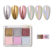 6 Colors Magic Aurora Nail Powder with 3 Applicators | 005 Nail Powder