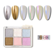 6 Colors Magic Aurora Nail Powder with 3 Applicators | 006 Nail Powder