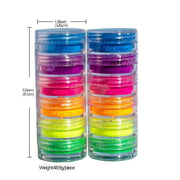 6 Colors Rainbow Neon Pigment Powder Stack Tower Nail Brush
