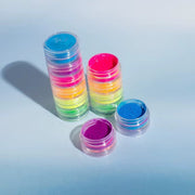 6 Colors Rainbow Neon Pigment Powder Stack Tower Nail Brush