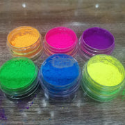 6 Colors Rainbow Neon Pigment Powder Stack Tower Nail Brush