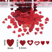 6-Grids Heart Nail Art Sequins 3D Red Love Nail Glitters Holographic Nail Sequins