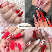 6-Grids Heart Nail Art Sequins 3D Red Love Nail Glitters Holographic Nail Sequins