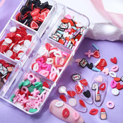 6 Grids Nail Decorations Slices Red Lips Designs 3D Stickers