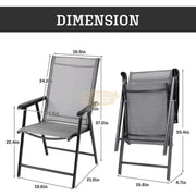 6-Piece Square Glass Top Outdoor Dining Set With Foldable Chairs & Umbrella Outdoor Furniture Set