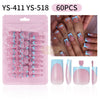 60pcs Blue French Press-On Nails | Full Cover Press‑On Nails