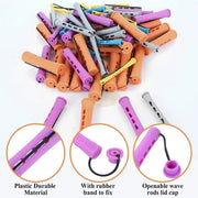 60pcs No Heat Hair Perm Rods With Elastic Rubber Band Set | 5 Sizes Hair Rollers