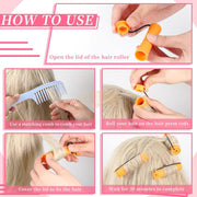 60pcs No Heat Hair Perm Rods With Elastic Rubber Band Set | 5 Sizes Hair Rollers