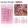 60pcs White French Press-On Nails Press‑On Nails