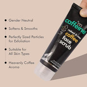 mCaffeine Coffee Tan Removal Face Scrub 75 g | Exfoliate Scrub | Blackhead Remover, Whitehead Remover, Dead Skin Remover, Detan Pack | Caffeine & Walnut Scrub | Women & Men