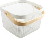 Wire Mesh Steel Basket with Handle | Small | White | 25*25*18 cm