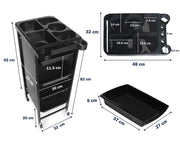 4-drawer Salon/Barber Trolley Cart | Black Both Sides (No Design)