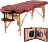 Portable Massage Spa Bed 180*60cm | Wood | 3 Zones | Burgundy