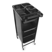 4-drawer Salon/Barber Trolley Cart | Black Both Sides (No Design)