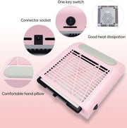 Professional Nail Dust Collector with Hand Cushion 80W | Pink