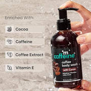 mCaffeine Coffee Body Wash with Cocoa | De-Tan & Deep Cleansing Shower Gel | Enriched with Vitamin E & in Energizing Aroma of Chocolate | Suitable for All Skin Types | For both Men & Women (200ml)
