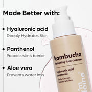 mCaffeine Kombucha Hydrating Face Cleanser with Hyaluronic Acid | Gentle Cleanser for Intense Hydration & Soft Skin | Removes Oil & Dirt | Antioxidant-rich Face Wash for Women & Men | 100ml