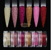6pcs Fine Sugar Powder Nail Glitter Set | 10 Nail Powder