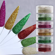 6pcs Fine Sugar Powder Nail Glitter Set | 11 Nail Powder