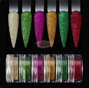 6pcs Fine Sugar Powder Nail Glitter Set | 11 Nail Powder