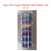6pcs Fine Sugar Powder Nail Glitter Set | 12 Nail Powder