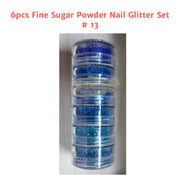 6pcs Fine Sugar Powder Nail Glitter Set | 13 Nail Powder