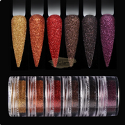 6pcs Fine Sugar Powder Nail Glitter Set | 14 Nail Powder