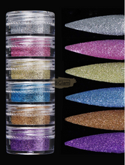 6pcs Fine Sugar Powder Nail Glitter Set | 9 Nail Powder