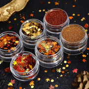 6pcs Nail Glitter Powder & Sequins Autumn Collection Nail Deco