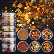 6pcs Nail Glitter Powder & Sequins Autumn Collection Nail Deco