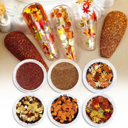 6pcs Nail Glitter Powder & Sequins Autumn Collection Nail Deco