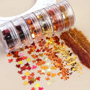 6pcs Nail Glitter Powder & Sequins Autumn Collection Nail Deco