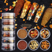 6pcs Nail Glitter Powder & Sequins Autumn Collection Nail Deco