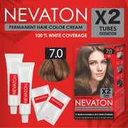 Nevaton Permanent Hair Color Cream Set (2 Tubes+Oxidation) - 7.0 Blonde