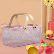 Wire Mesh Steel Basket with Handles | Big | Pink | 47*25*18 cm