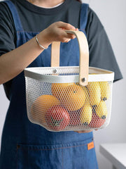 Wire Mesh Steel Basket with Handle | Small | White | 25*25*18 cm