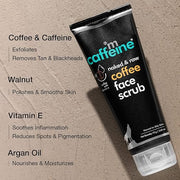 mCaffeine Coffee Tan Removal Face Scrub 75 g | Exfoliate Scrub | Blackhead Remover, Whitehead Remover, Dead Skin Remover, Detan Pack | Caffeine & Walnut Scrub | Women & Men