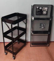 Foldable 3-Tier Metal Storage Organizer Rolling Cart | Black