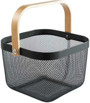 Wire Mesh Steel Basket with Handle | Small | Black | 25*25*18 cm