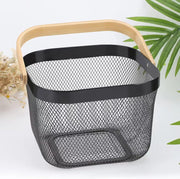 Wire Mesh Steel Basket with Handle | Small | Black | 25*25*18 cm