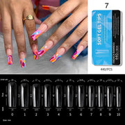 Soft Gel Tips H105-7 | Full Cover | French Bamboo 440 Tips Blue Box