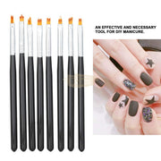 8 Pcs Nail Art Flower Drawing Brush Set | Black Nail Art Brush